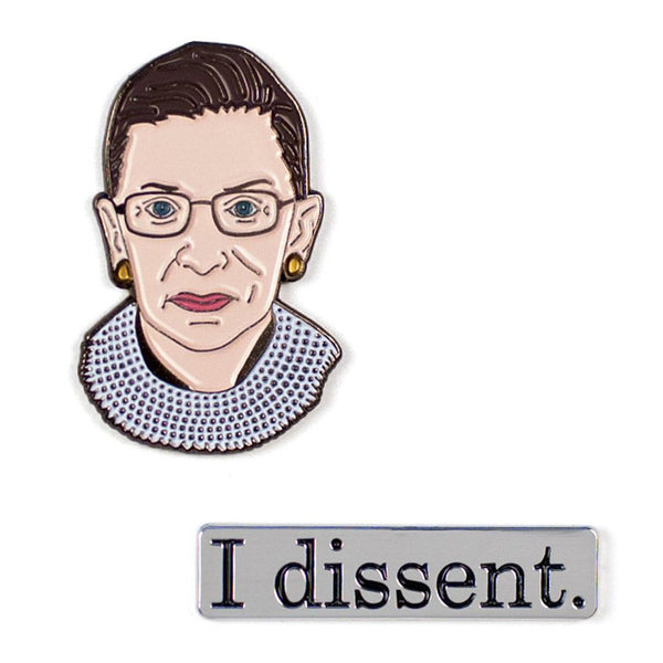 Ruth Bader Ginsburg and "I Dissent" Pin Package