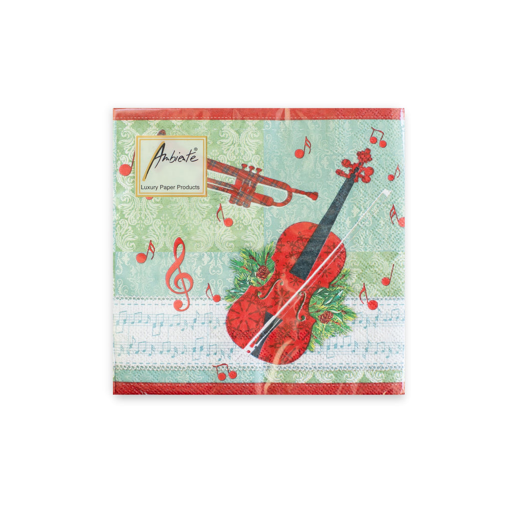 Holiday Cello and Trumpet Beverage Napkins