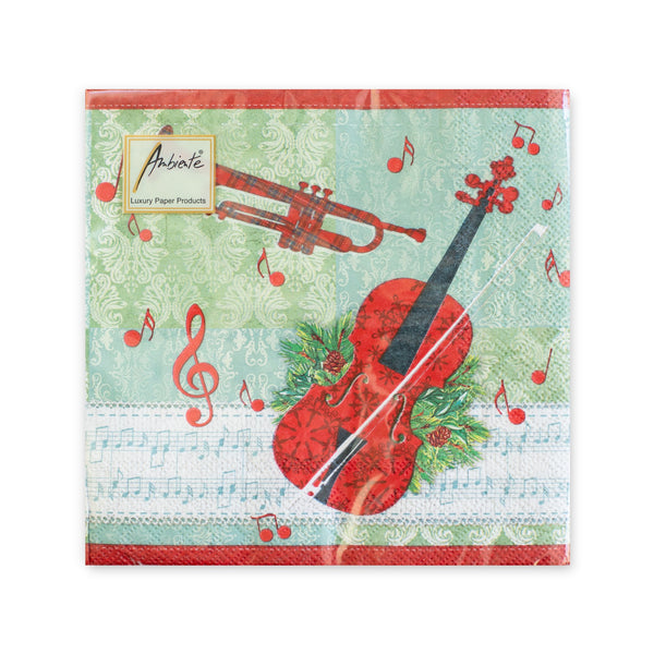 Holiday Cello and Trumpet Luncheon Napkins