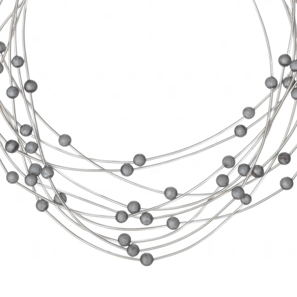 Multi-Strand Piano Wire Necklace with Agate