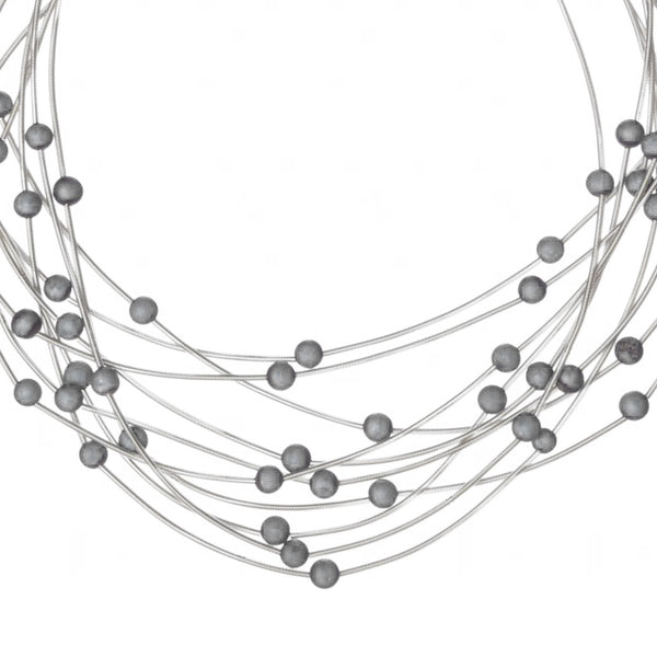 Multi-Strand Piano Wire Necklace with Agate