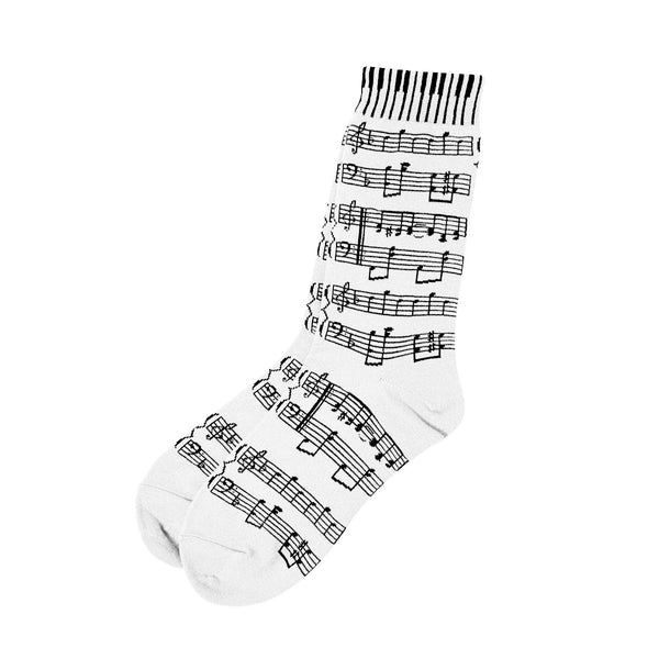Women's Colorful Sheet Music Socks, White