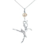 Silver Ballerina Music Charm Necklace with Pearl
