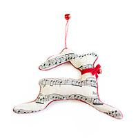 Linen Reindeer Ornament with Music Notes